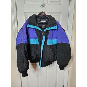 Pacific trail vintage 90s Purple green Black puffer jacket size Large 1990s